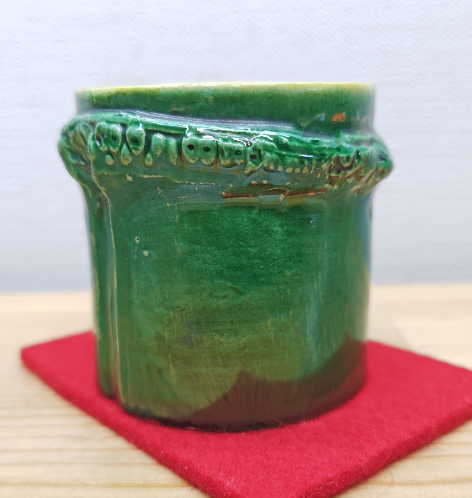 逢絢亭・中古品】茶道具 蓋置 京焼 交趾 竹形蓋置 永楽正全 15代永楽