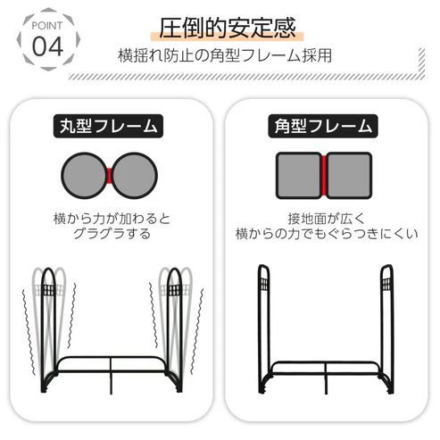2907 薪ラック ワイド 幅200cm 耐荷重1200kg 屋内 薪棚 スチール製