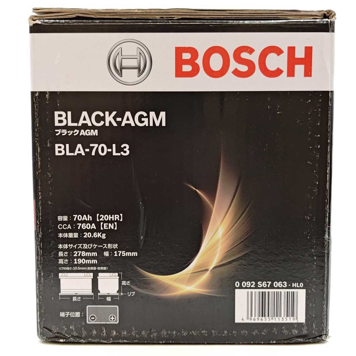 未使用】BOSCH ボッシュ 輸入車用バッテリー BLACK-AGM BLA-70-L3 欧州 