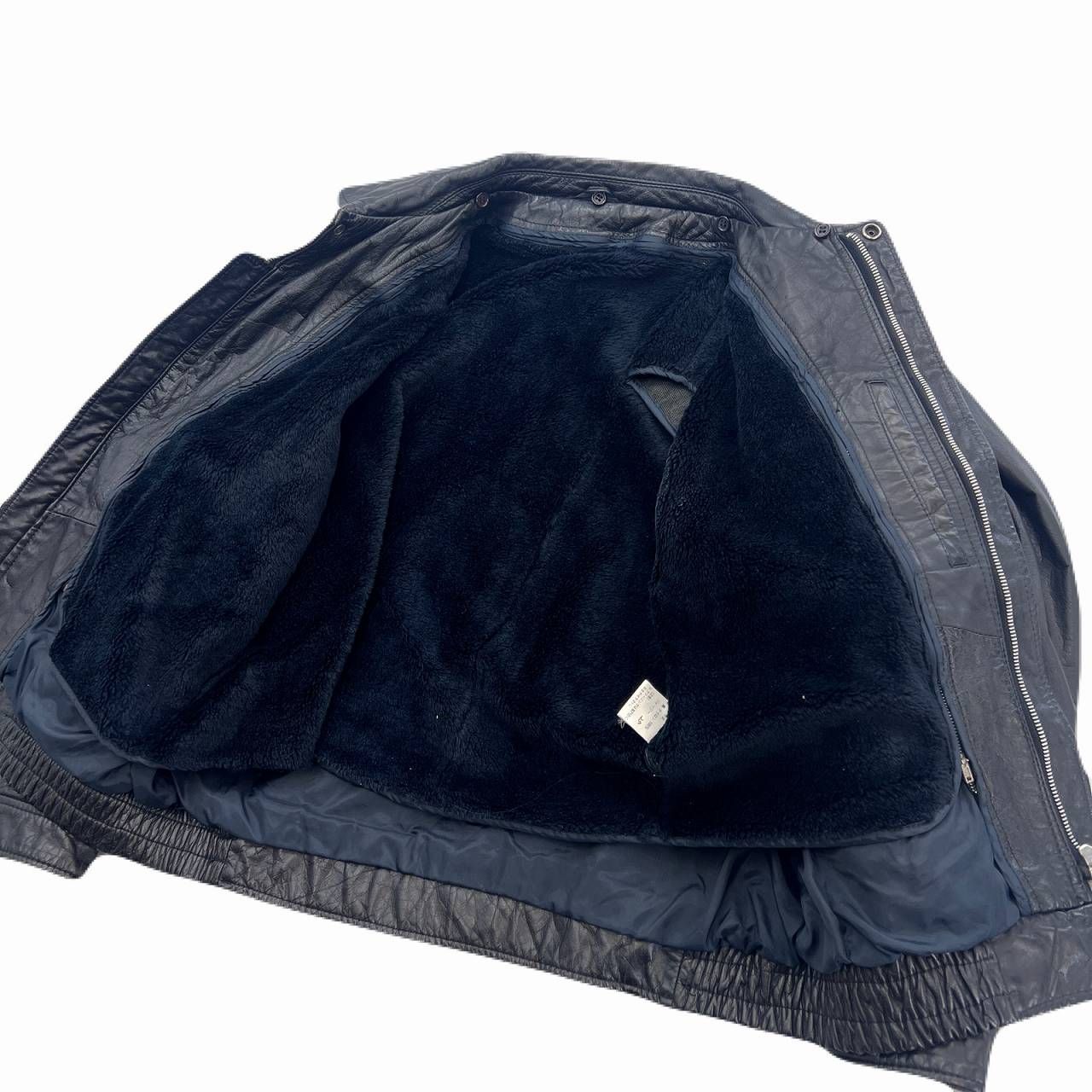 牛革製 フライトジャケット レザー メンズ LL ブラック 黒 大きめ 裏