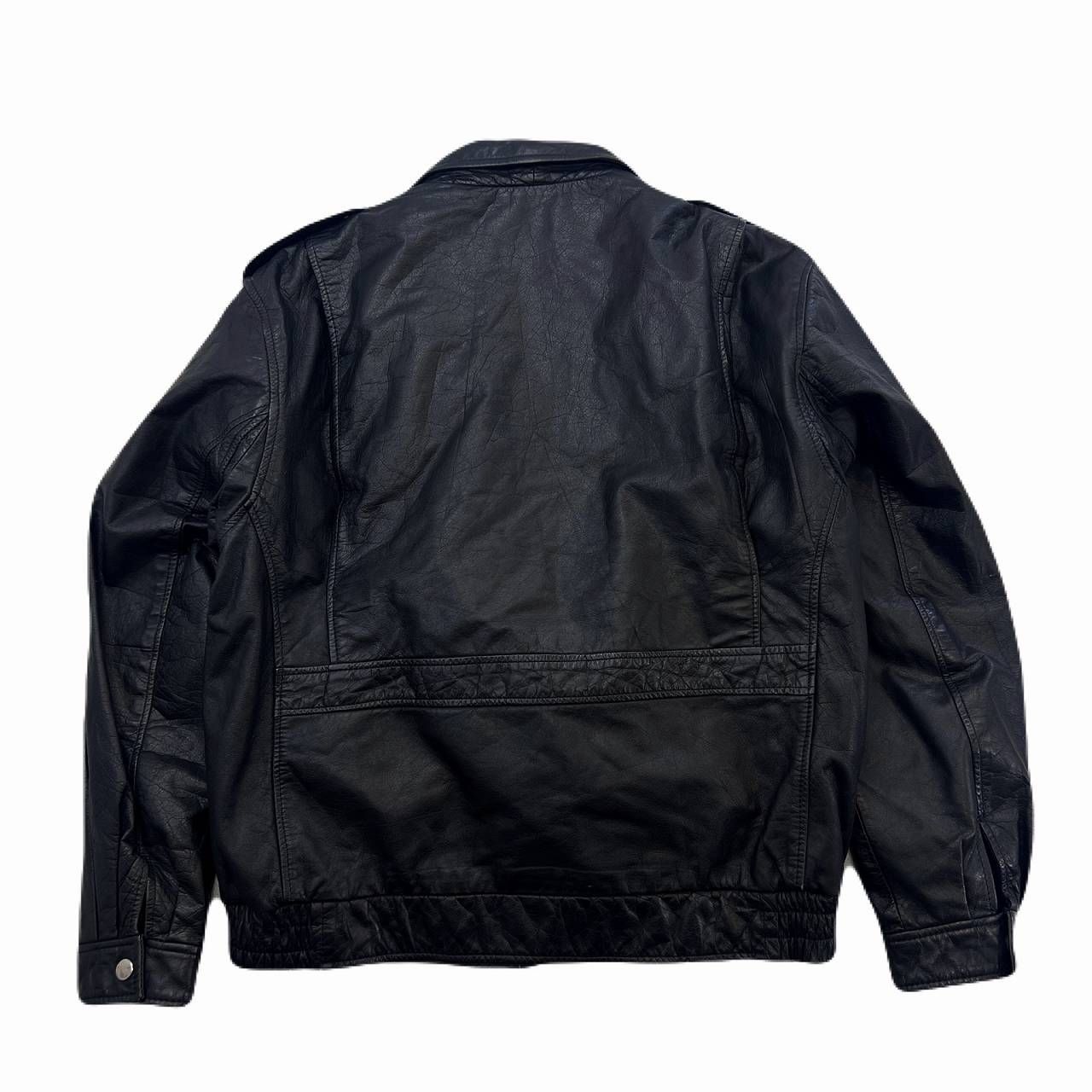 牛革製 フライトジャケット レザー メンズ LL ブラック 黒 大きめ 裏