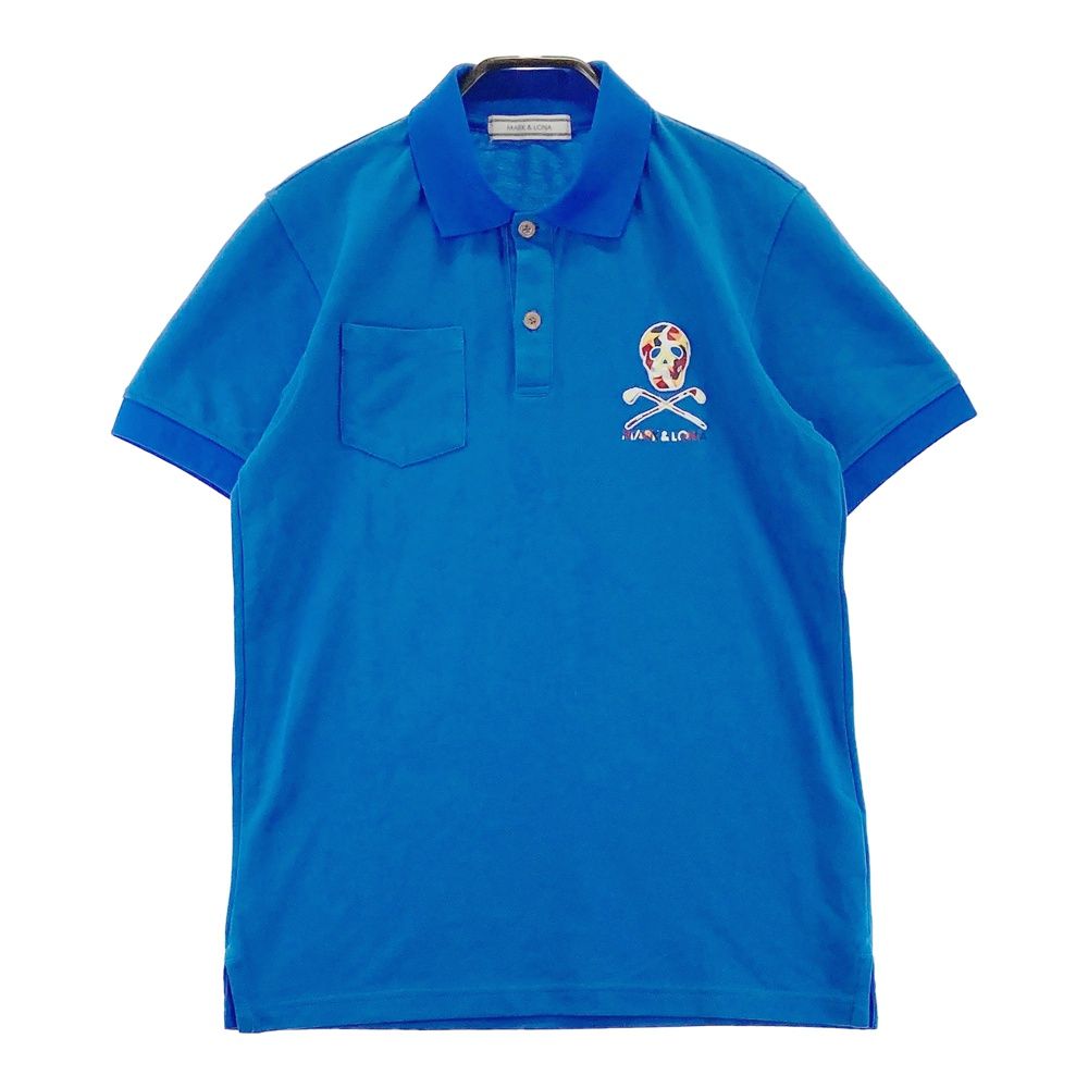 サイズ：S MARK&LONA マークアンドロナ 半袖ポロシャツ スカル ブルー