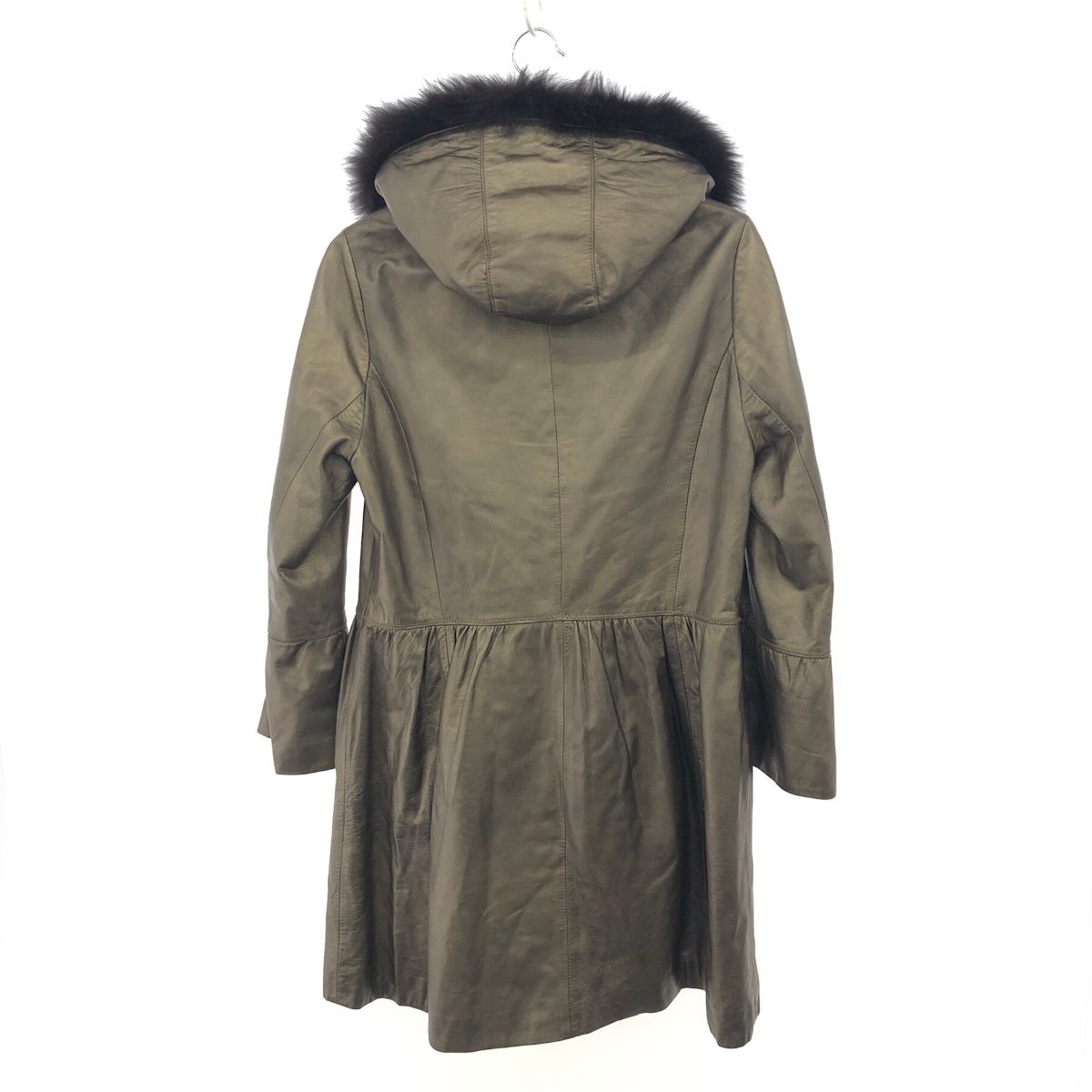 BALMAIN PARIS バルマン 羊革レザーコート レッキスラビットファー