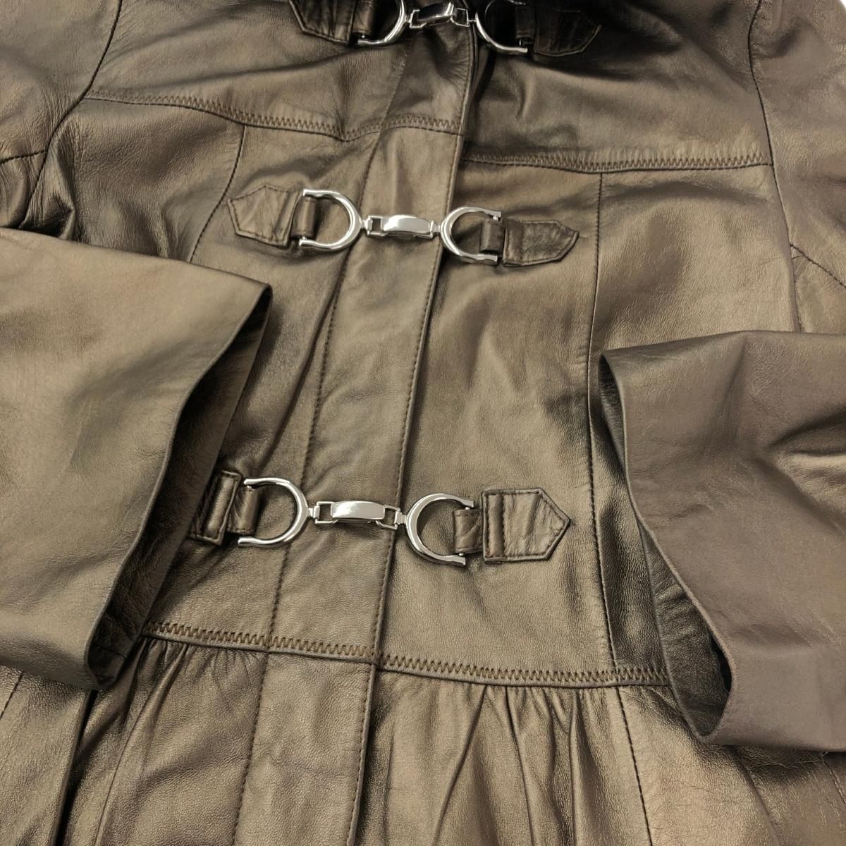 BALMAIN PARIS バルマン 羊革レザーコート レッキスラビットファー