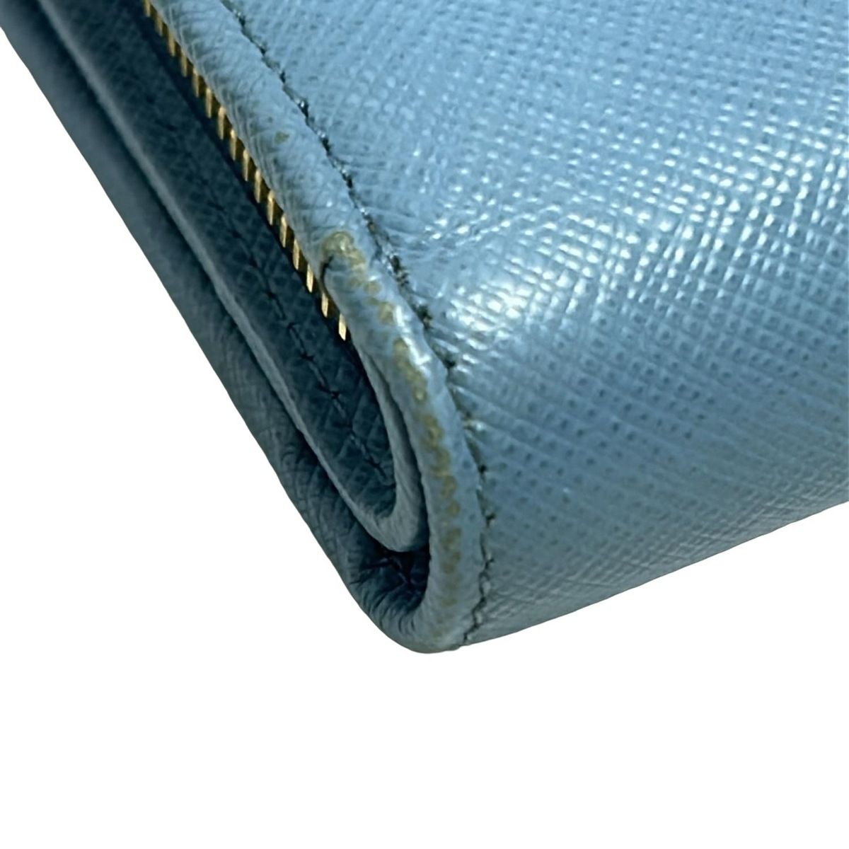 PRADA(プラダ) 2つ折り財布 - ライトブルー L字ファスナー レザー