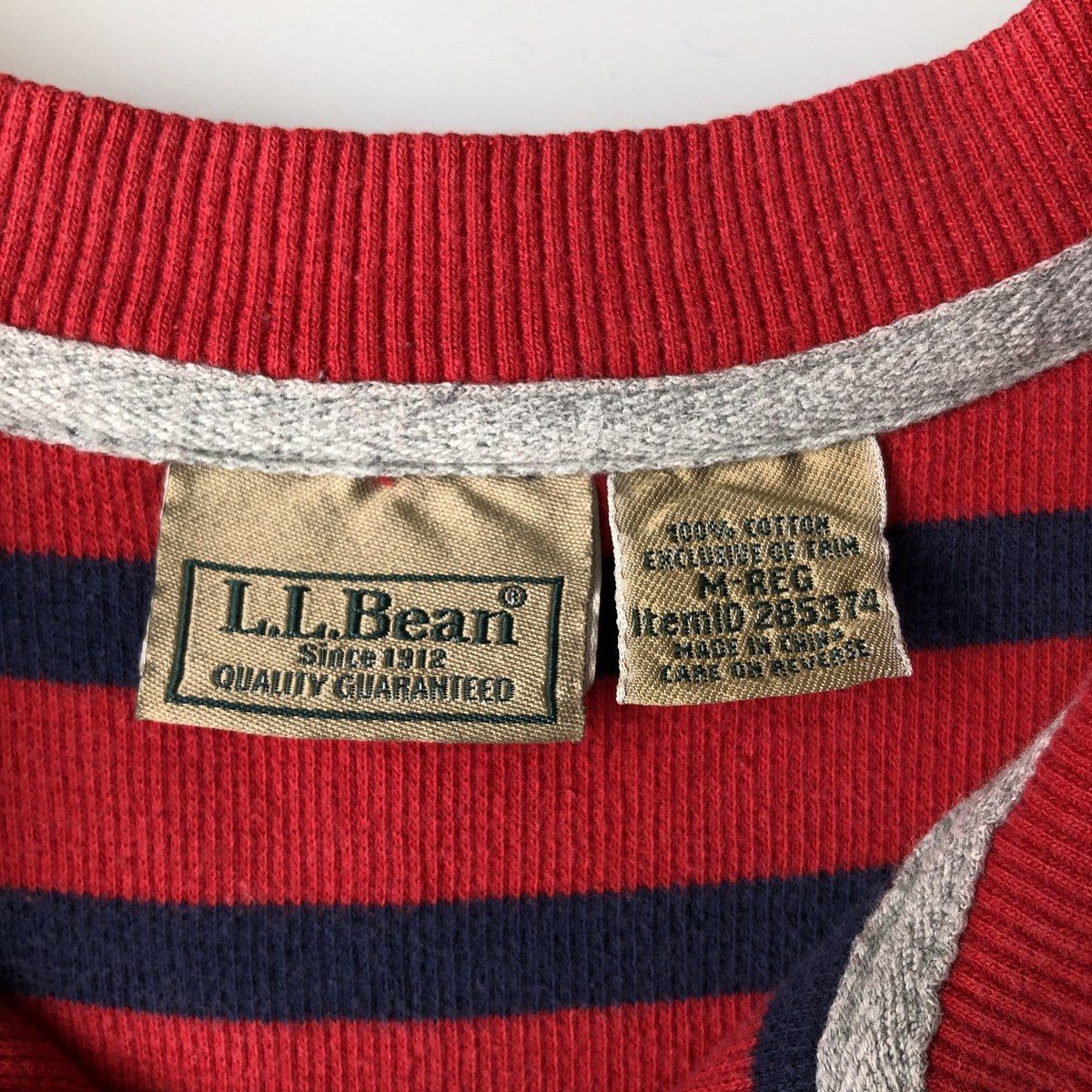 古着 90~00年代 エルエルビーン L.L.Bean ボーダー柄 ヘンリーネック 