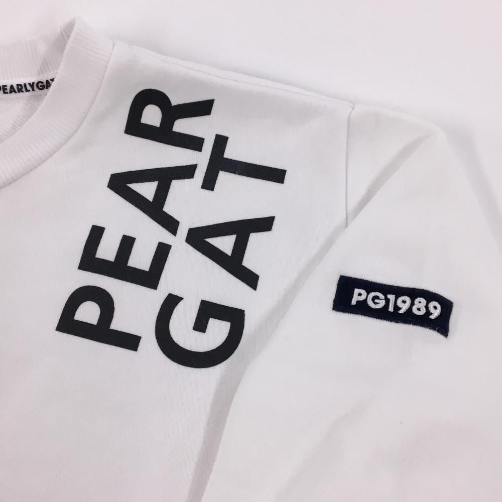美品】パーリーゲイツ トレーナー 白 ロゴネイビー コットン100