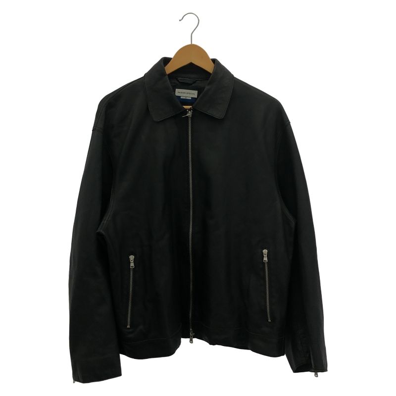 中古】MAISON SPECIAL ラムレザープライムオーバー襟付きシングル