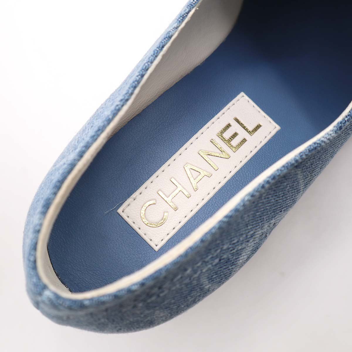 CHANEL シャネル 靴 ヒール ローファー インディゴ デニム コ