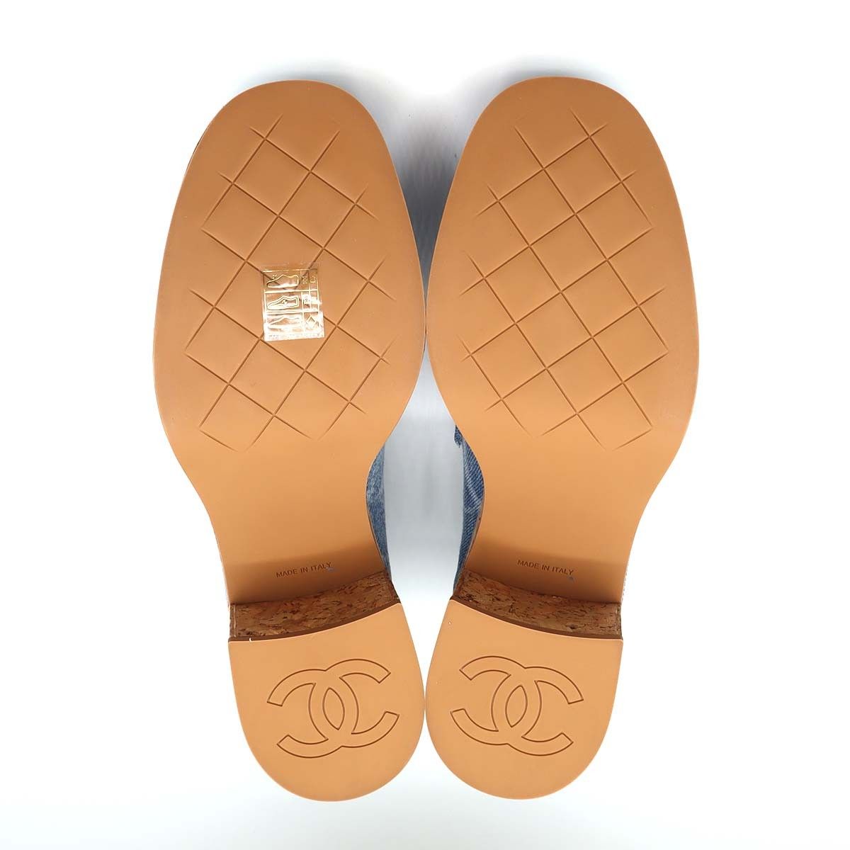 CHANEL シャネル 靴 ヒール ローファー インディゴ デニム コ
