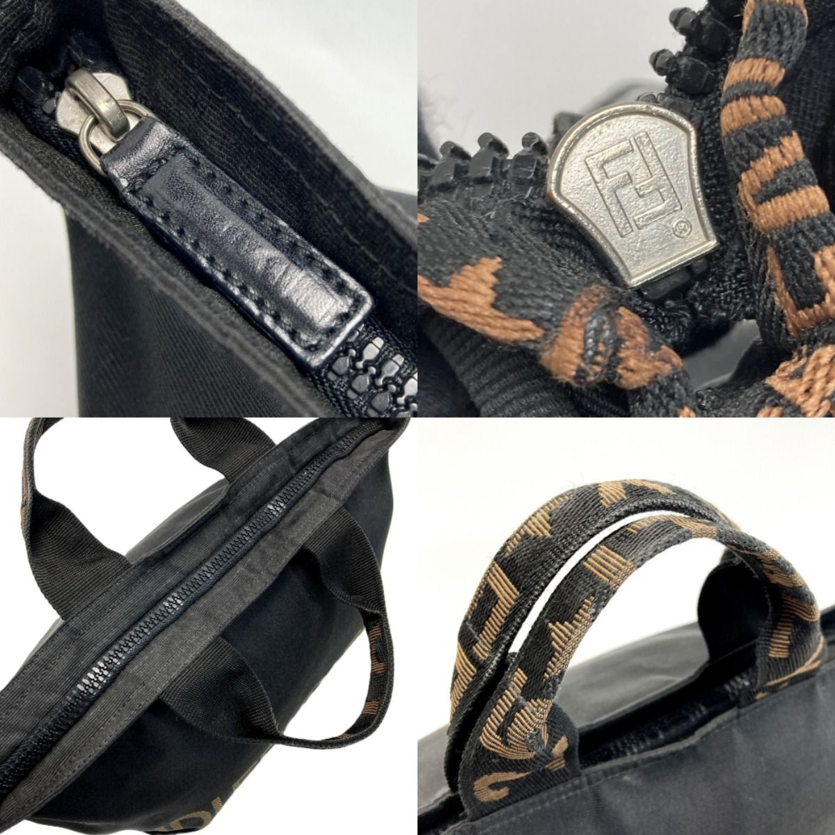 FENDI フェンディ ロゴ ミニトートバッグ ブラック ナイロン