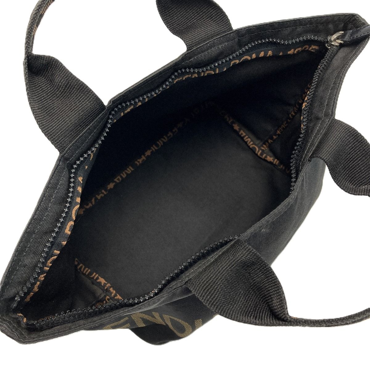 FENDI フェンディ ロゴ ミニトートバッグ ブラック ナイロン