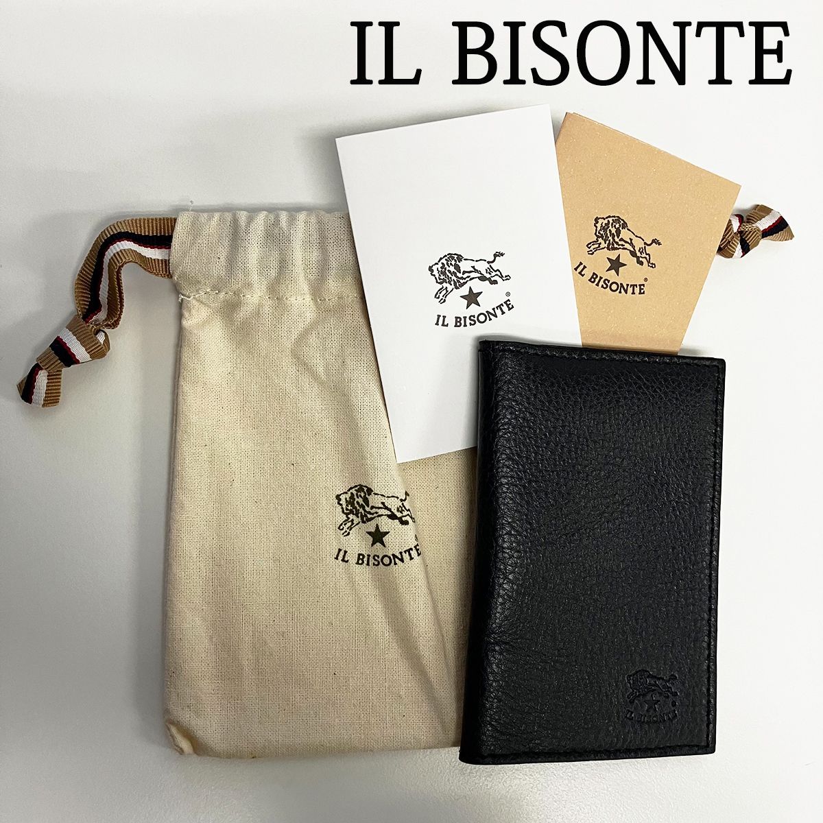 IL BISONTE イルビゾンテ レザー カードケース 名刺入れ ネイビー 