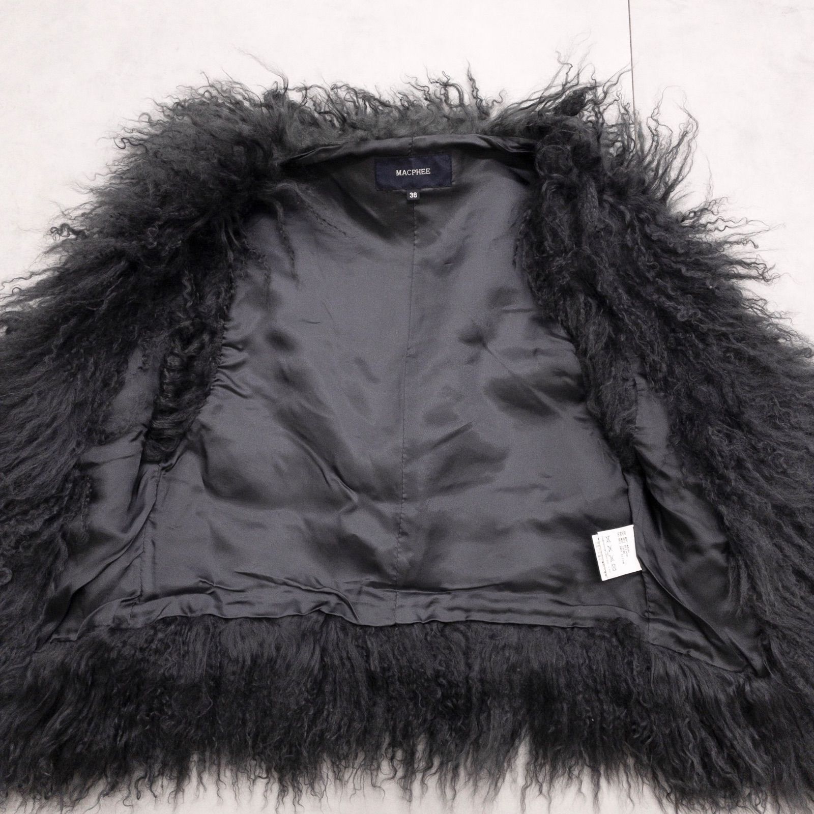 ◎MACPHEE マカフィー ラムファーベスト 毛皮 チベットラム グレー 