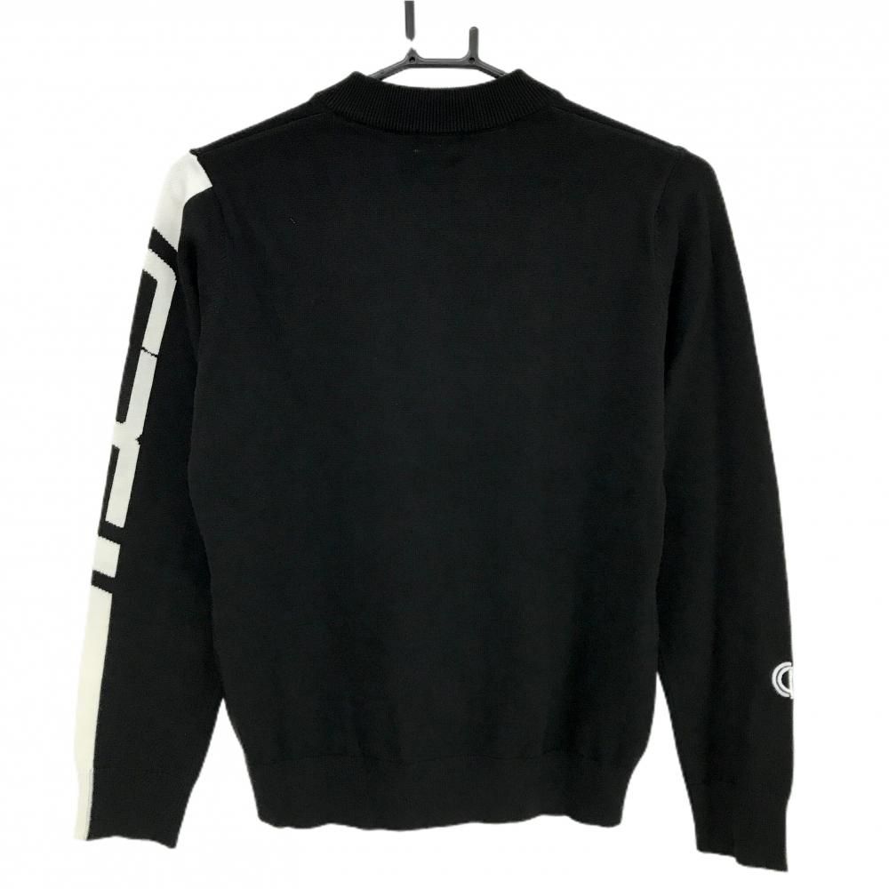 cpgゴルフ　ロゴ入り黒白セーター 新品】CPG セーター 黒×白 胸・袖ロゴ ニット レディース 3(L) ゴルフ