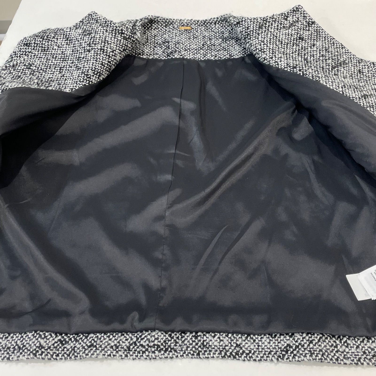 Mila Owen ミラ オーウェン 金釦 ツイードジャケット 白黒MIX サイズ1