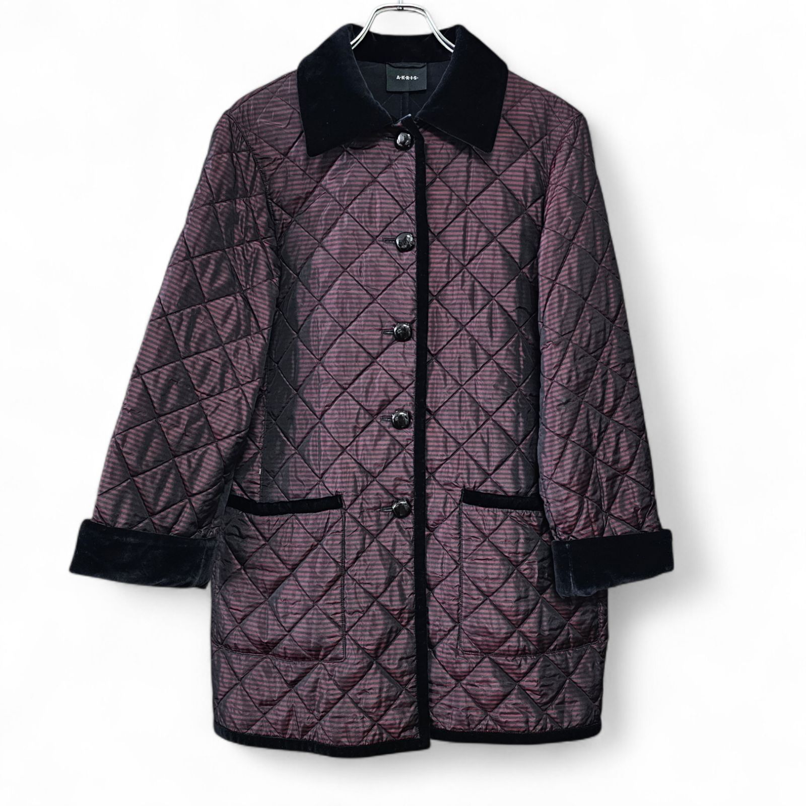 AKRIS アクリス キルティングコート ボルドー ブラウン ブラック