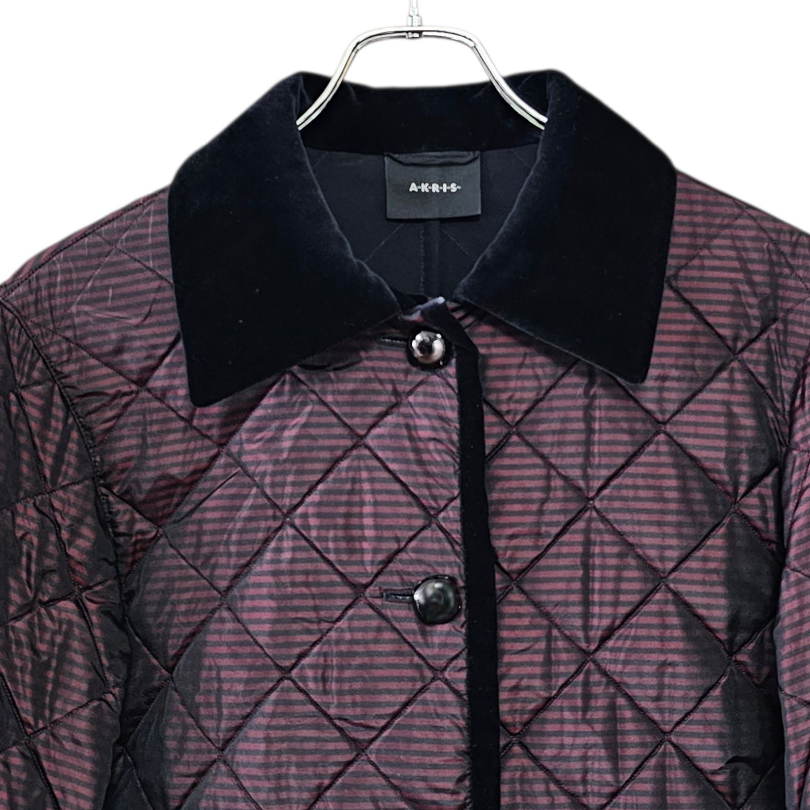 AKRIS アクリス キルティングコート ボルドー ブラウン ブラック