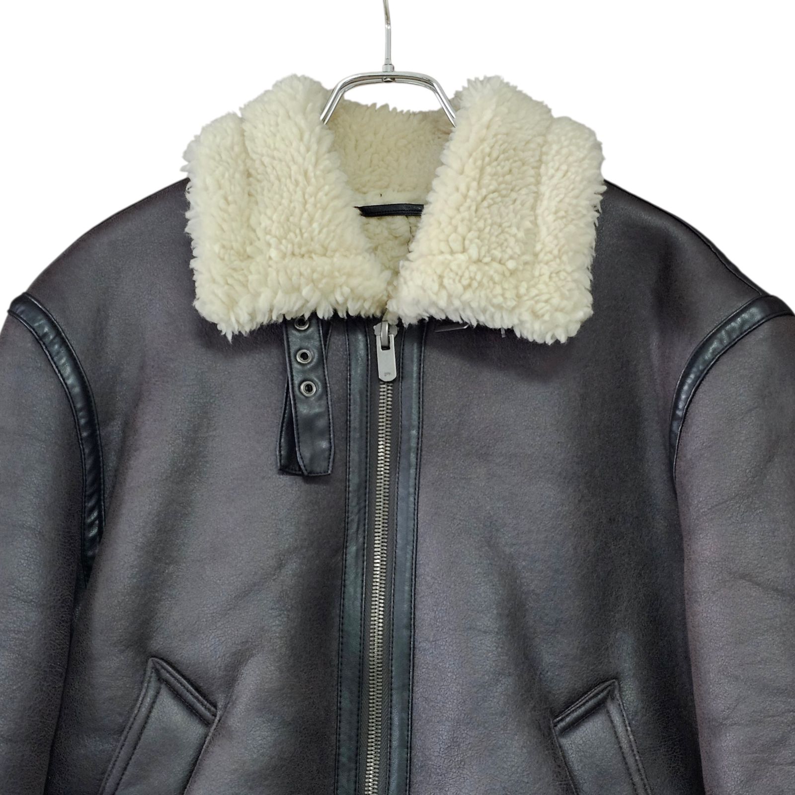 ZARA ザラ メンズ Sサイズ ムートン風 フライトジャケット ボア B-3