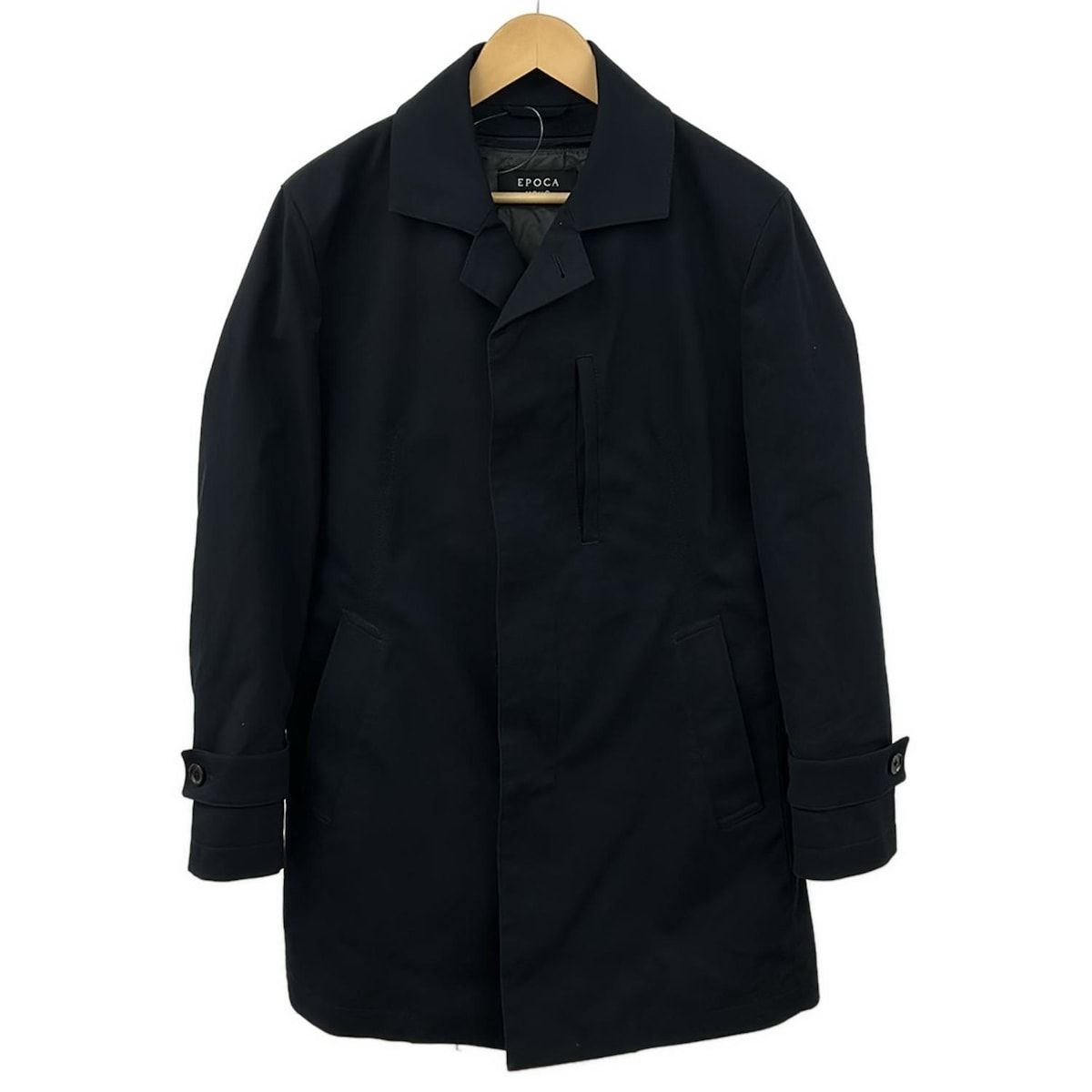 お値下げ】エポカUOMO ネイビー前立てコート サイズL ウールスタンド