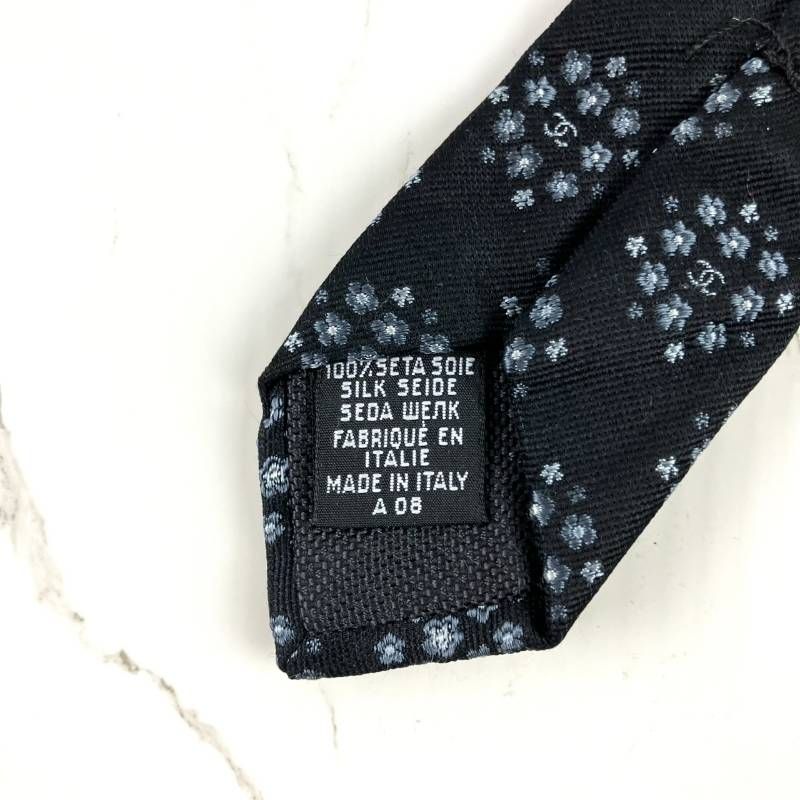 美品 CHANEL シャネル ネクタイ ココマーク カメリア ロゴ パターン柄