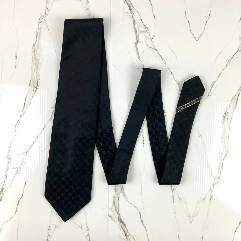 未使用に近い GUCCI グッチ ネクタイ ロゴ GGパターン GG柄 シェリー