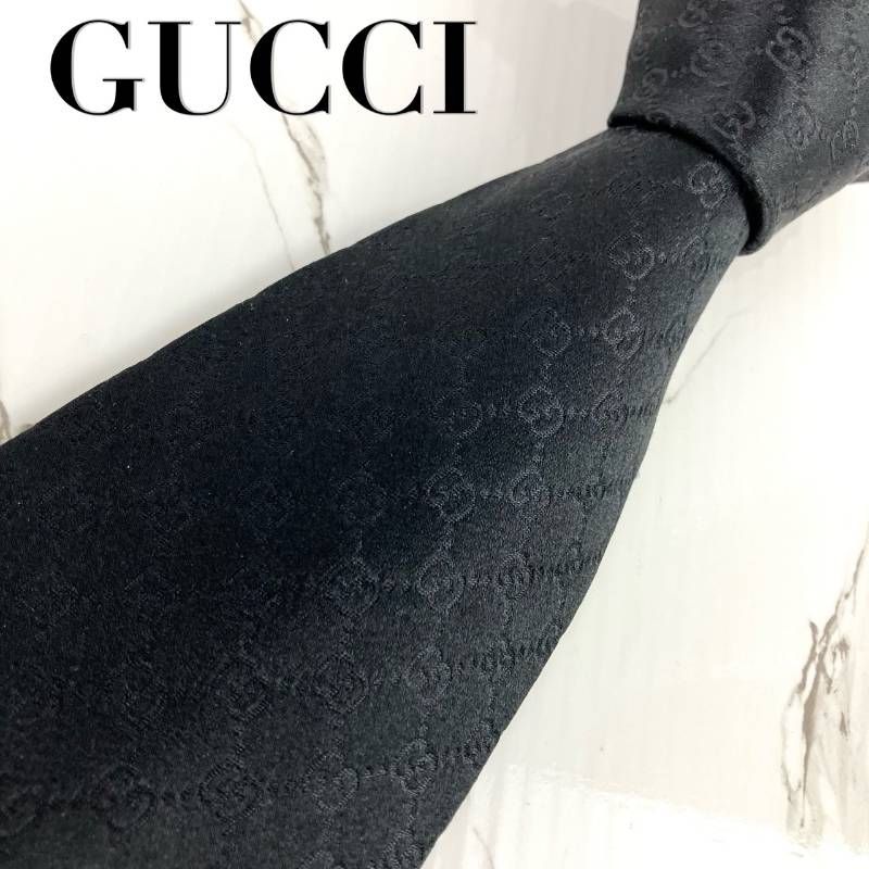 未使用に近い GUCCI グッチ ネクタイ ロゴ GGパターン GG柄 シェリー