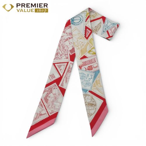 エルメス ツイリー フォーブルの切手愛好家 ピンク / レッド / マルチ