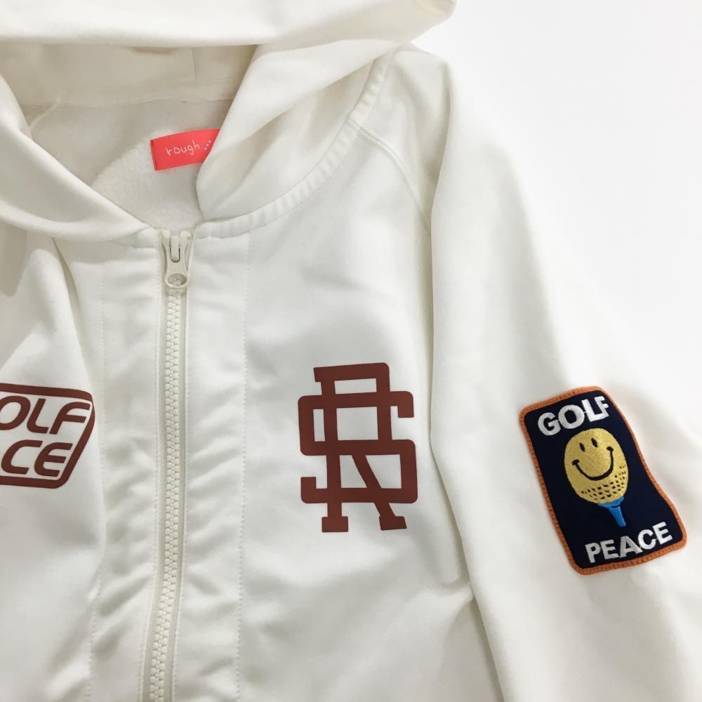 美品】ラフアンドスウェル ジップパーカー 白×ブラウン 背面ロゴ 裏