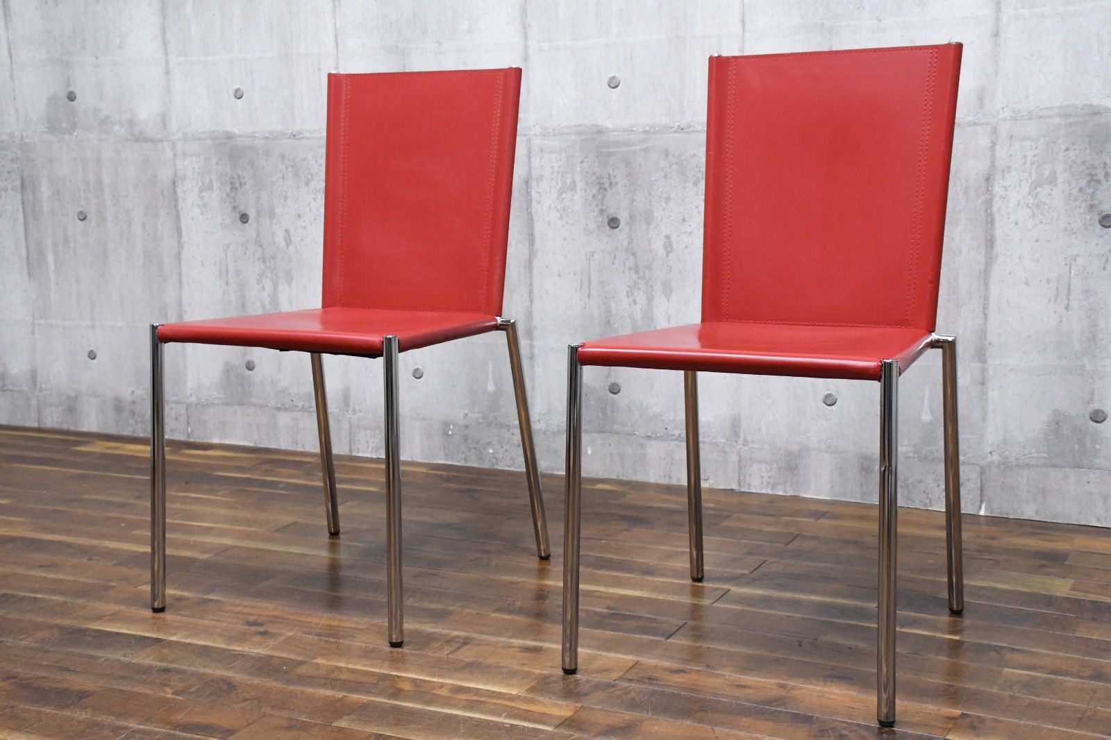 FAC43 エフェゼッタ effezeta ダイニングチェア 2脚セット レッド