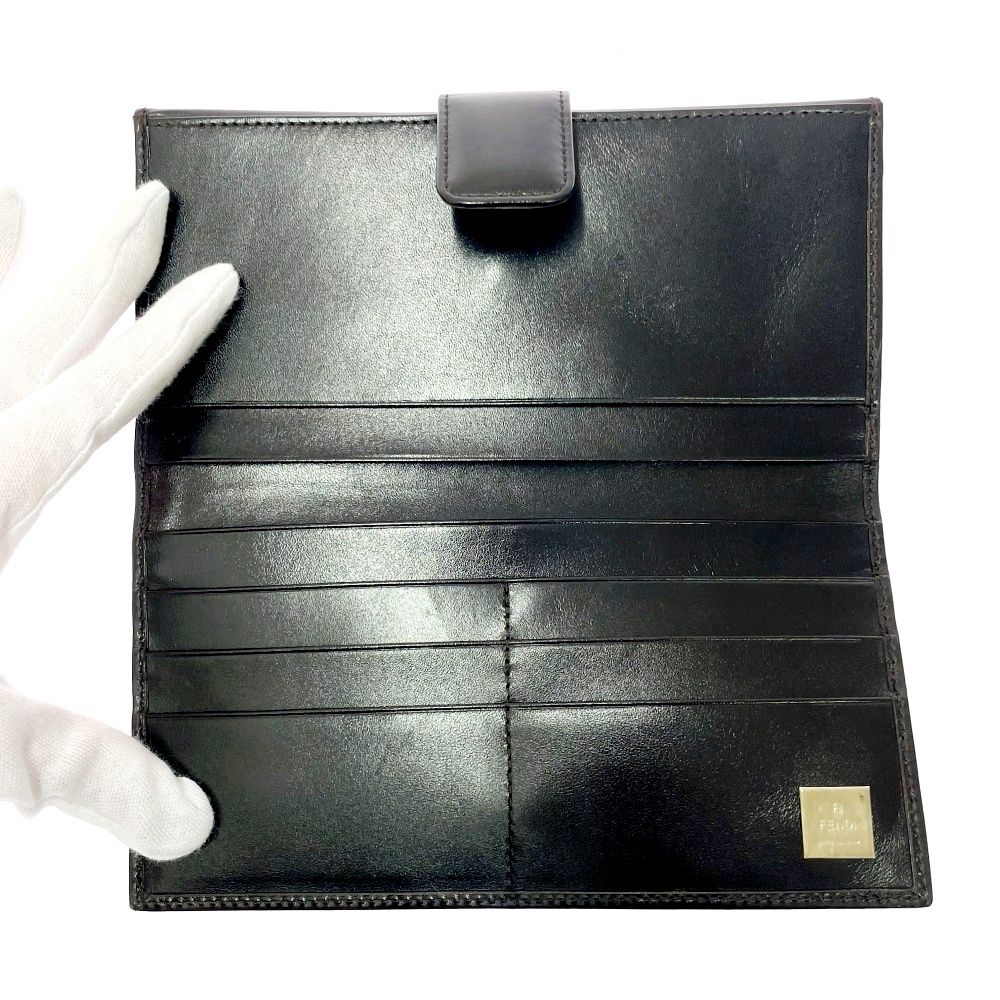 中古】【箱付き】 FENDI フェンディ キャンバス レザー ズッカ柄 W
