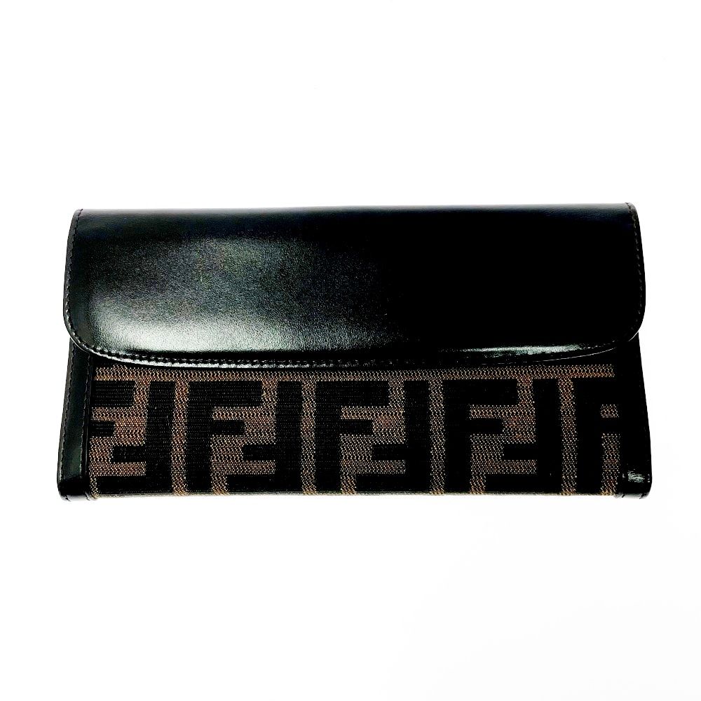 未使用　FENDI フェンディ キャンバス×レザー　長財布　ズッカ柄　箱付き FENDI（フェンディ） 二つ折り長財布 ズッカ キャンバス/レザー