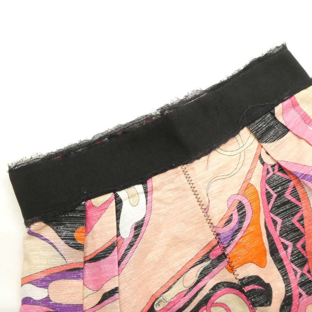 美品 EMILIO PUCCI エミリオプッチ スカート I38 S コットン 他 ひざ丈