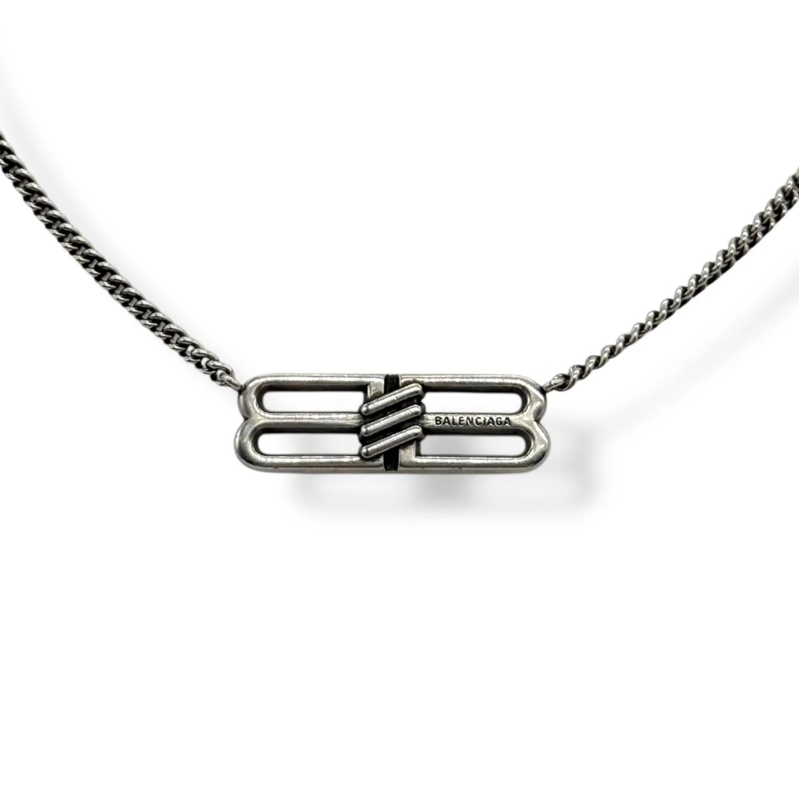 バレンシアガ ネックレス BB ロゴ アイコン チェーン リンク シルバー