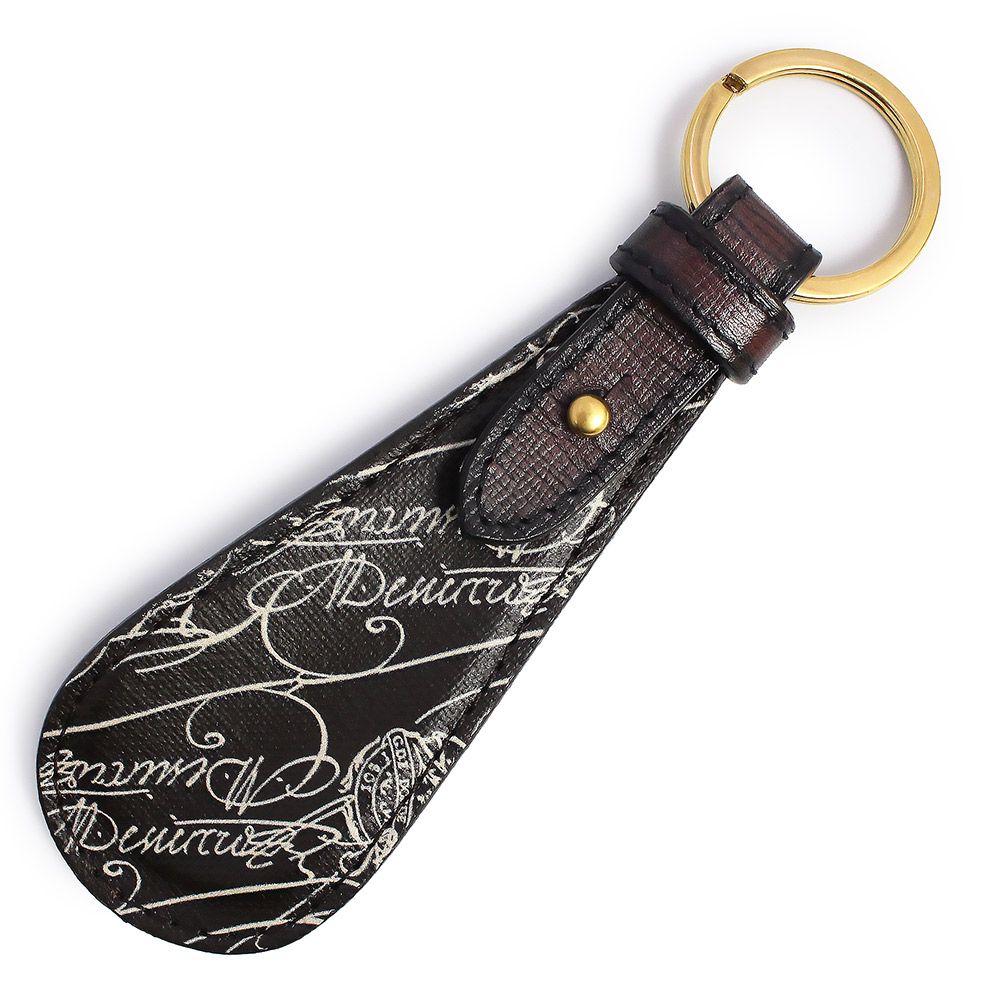 ✨極美品✨ベルルッティ　シューホーン　スクリット　キーホルダー　ブラウン　レザー ベルルッティ シューホーン 靴べら キーリング バッグチャーム レザー