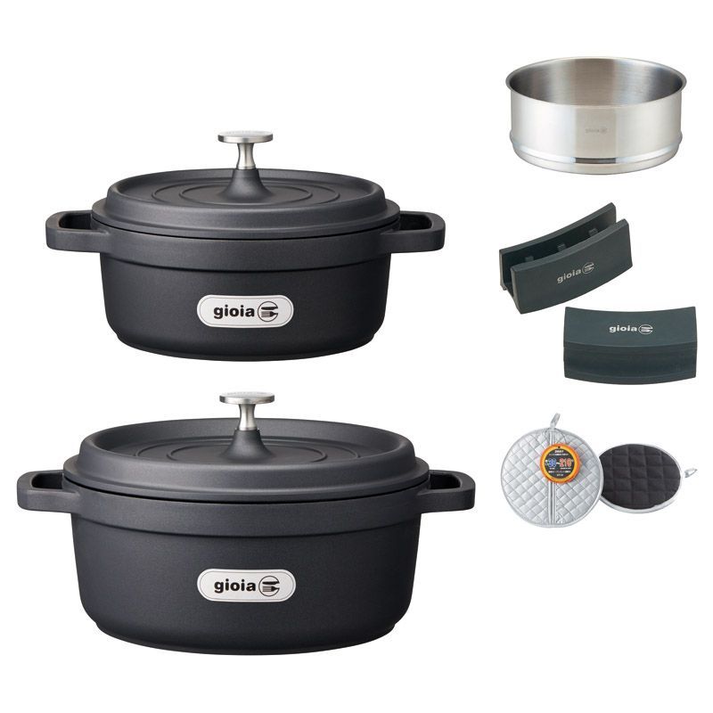 ギフト キッチン用品 ジョイア キャセロール24 cm 20 cm-蒸し器5点セット XC-5 BK