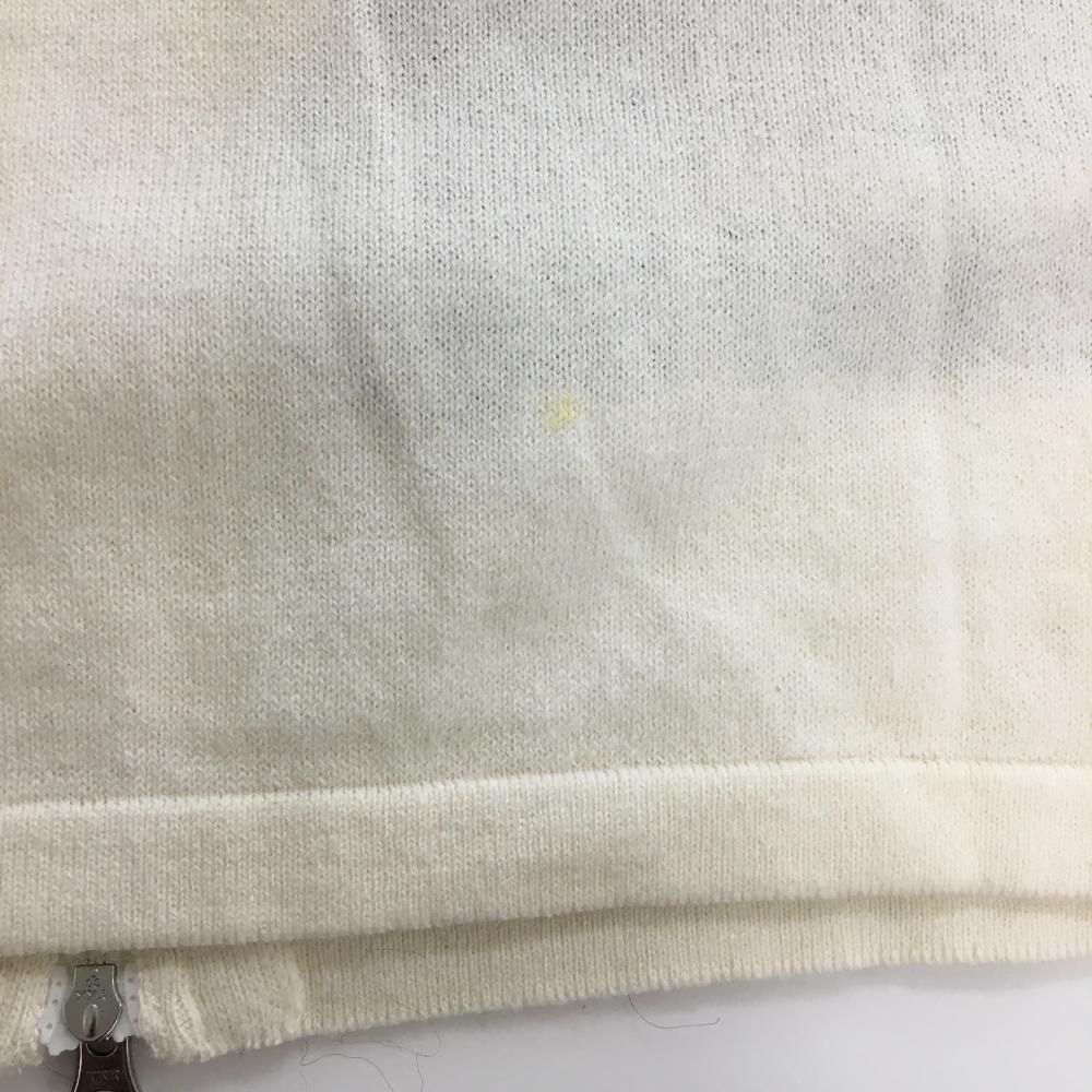 美品】カステルバジャック ニットジップベスト 白×黒 前身頃総柄