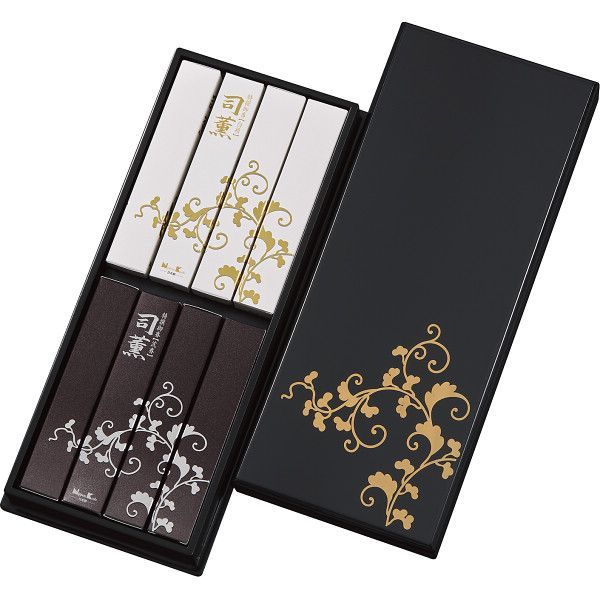 ギフト 仏具 日本香堂 司薫 二種香 白檀 沈香 8箱入 塗箱入