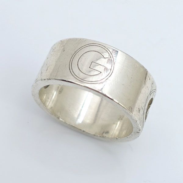 GUCCI / グッチ □Gロゴ ワイドリング 925 ブランデッド ＃22 【リング