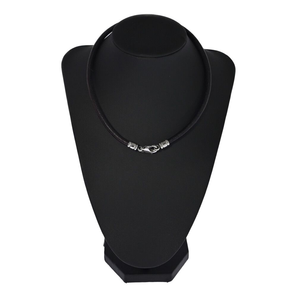 BVLGARI レザーネックレス ブラック BVLGARI ブルガリ レザー チョーカー ネックレス ペンダント/合金