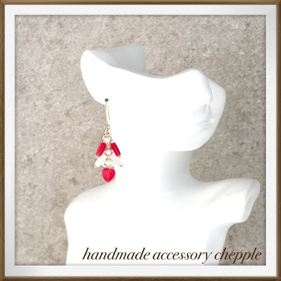 No.1619 ハンドメイドピアス ハートのピアス ハートのピアス ハートの