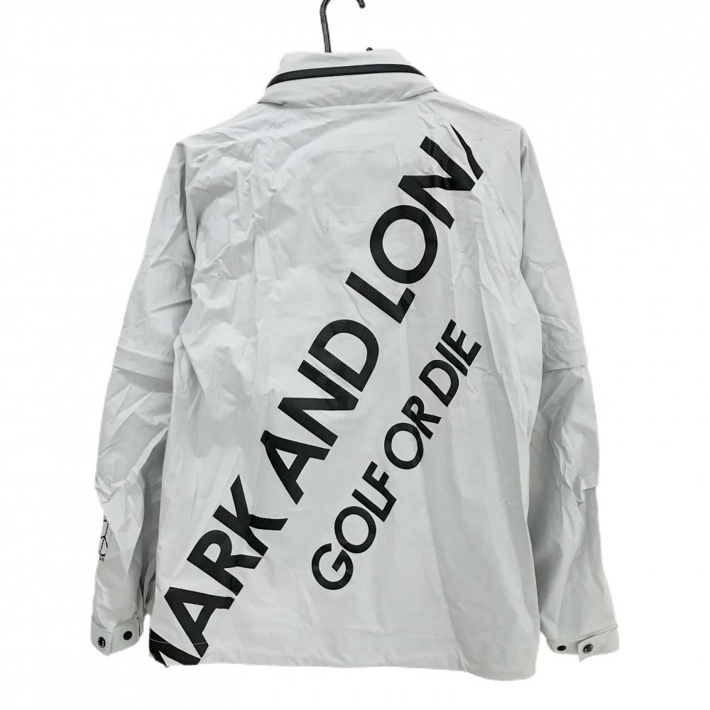 マークアンドロナ×コマツ 2WAYレインウェア ライトグレー×黒 スカル 袖