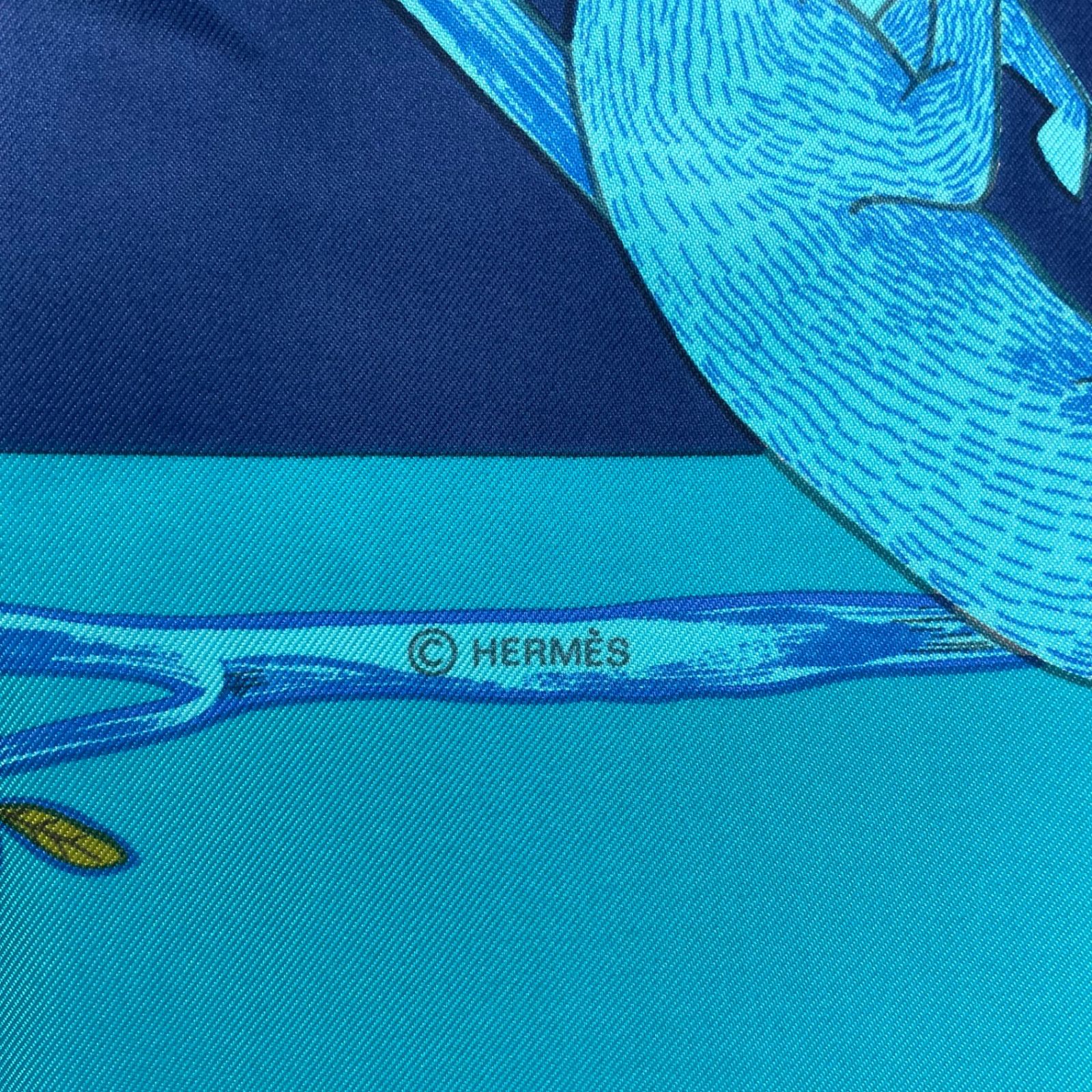 高級百貨店 訳あり HERMES エルメス スカーフ アニマル柄 ブラウン