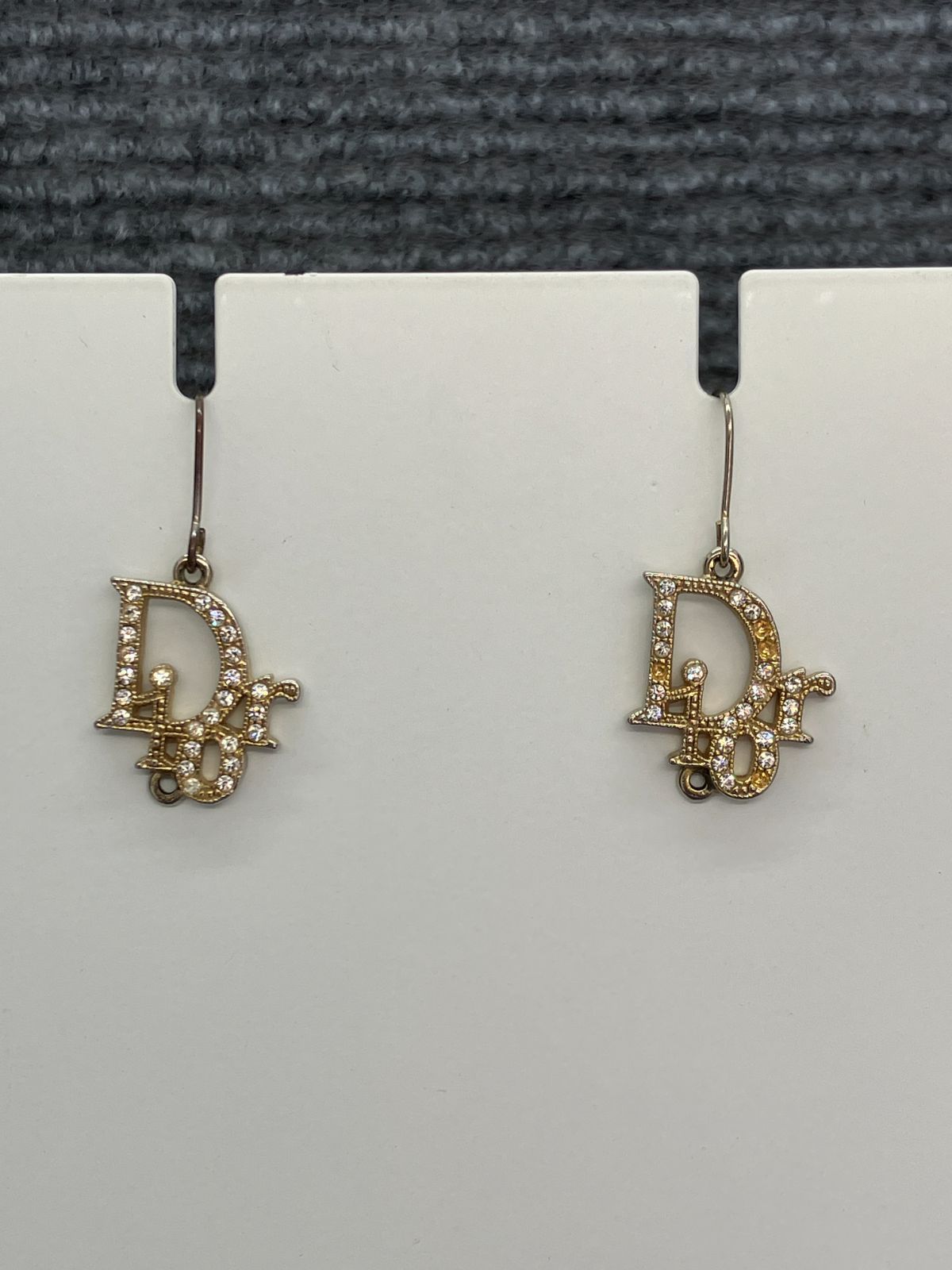 Christian Dior ディオール ピアス フック式 ゴールド ラインストーン