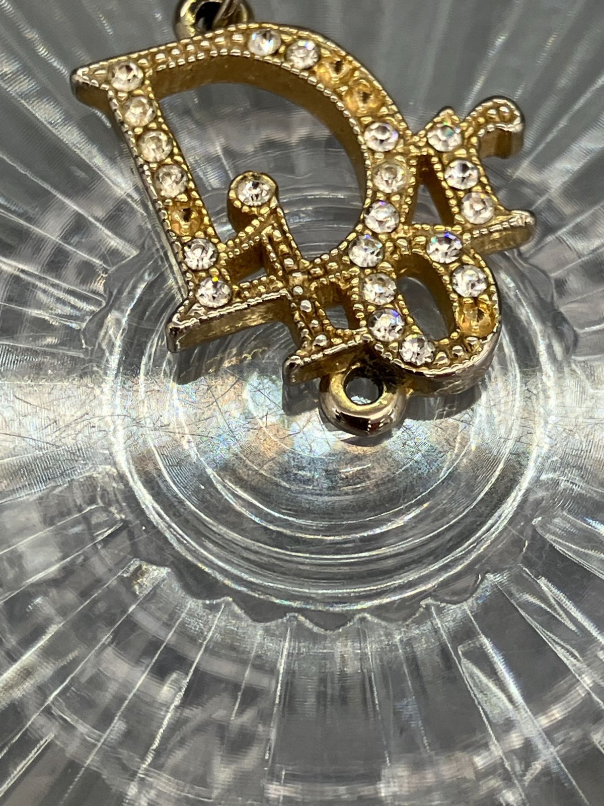 Christian Dior ディオール ピアス フック式 ゴールド ラインストーン