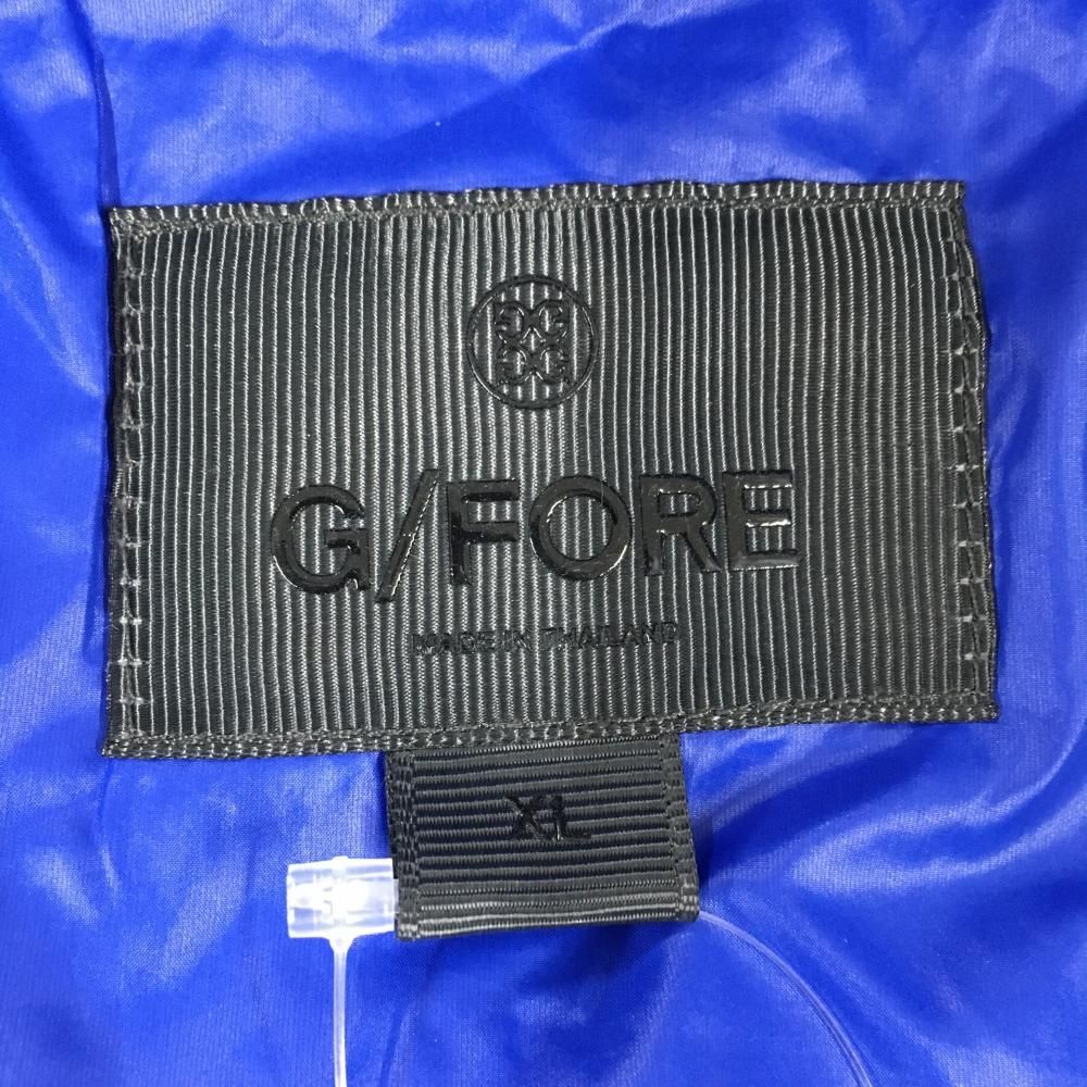 超美品】ジーフォア フード付中綿ベスト ブルー ロゴ白 フード着脱可