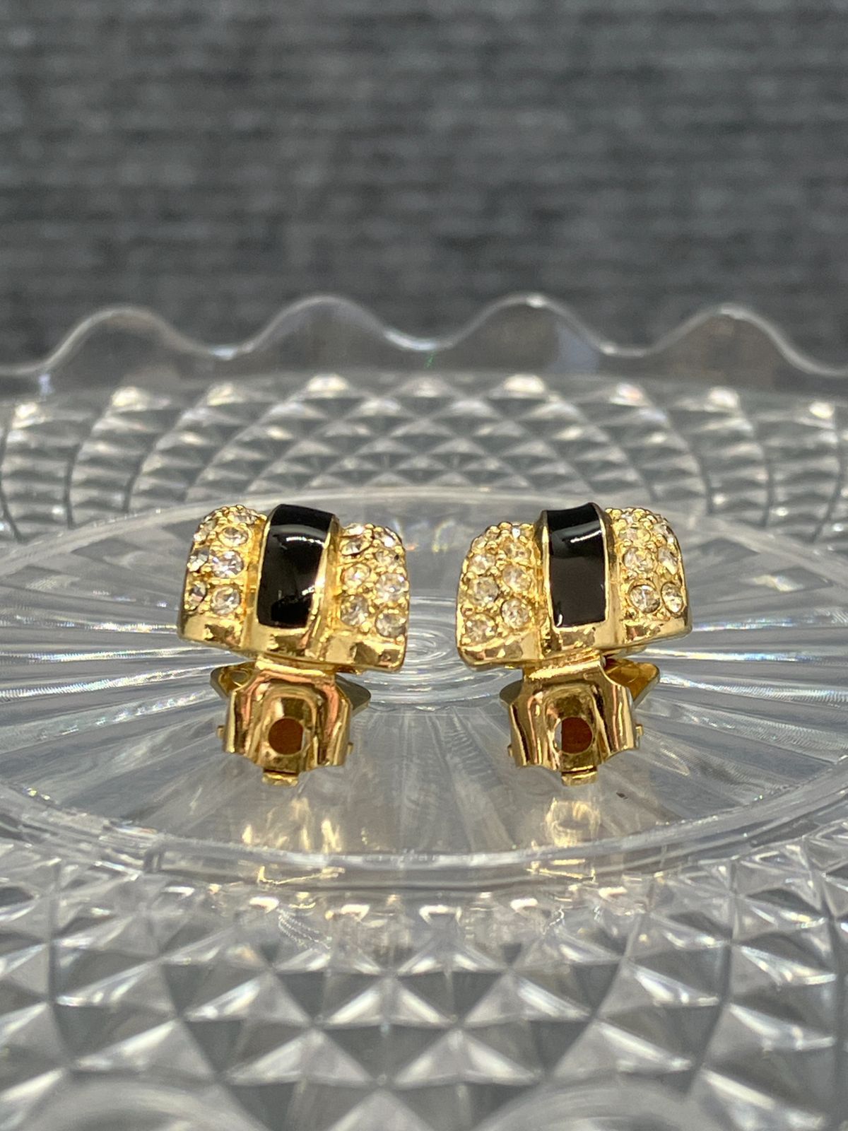 Christian Dior ディオール イヤリング ラインストーン ゴールド 256