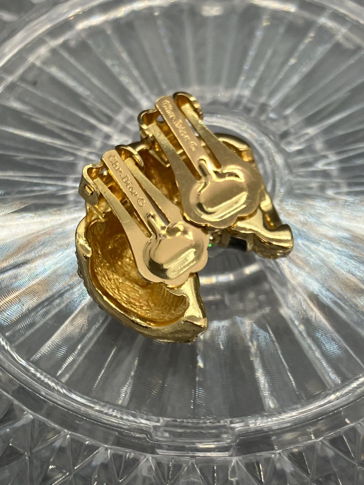 Christian Dior ディオール イヤリング ラインストーン ゴールド 256