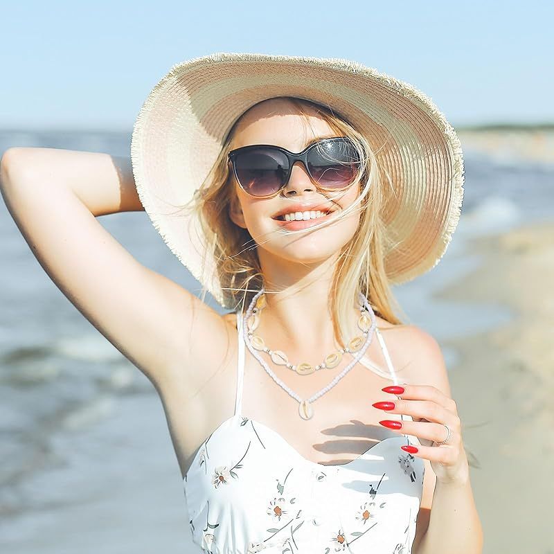 新品】 [uxcell] 女性用シーシェルネックレス、ハンドメイドのサマー