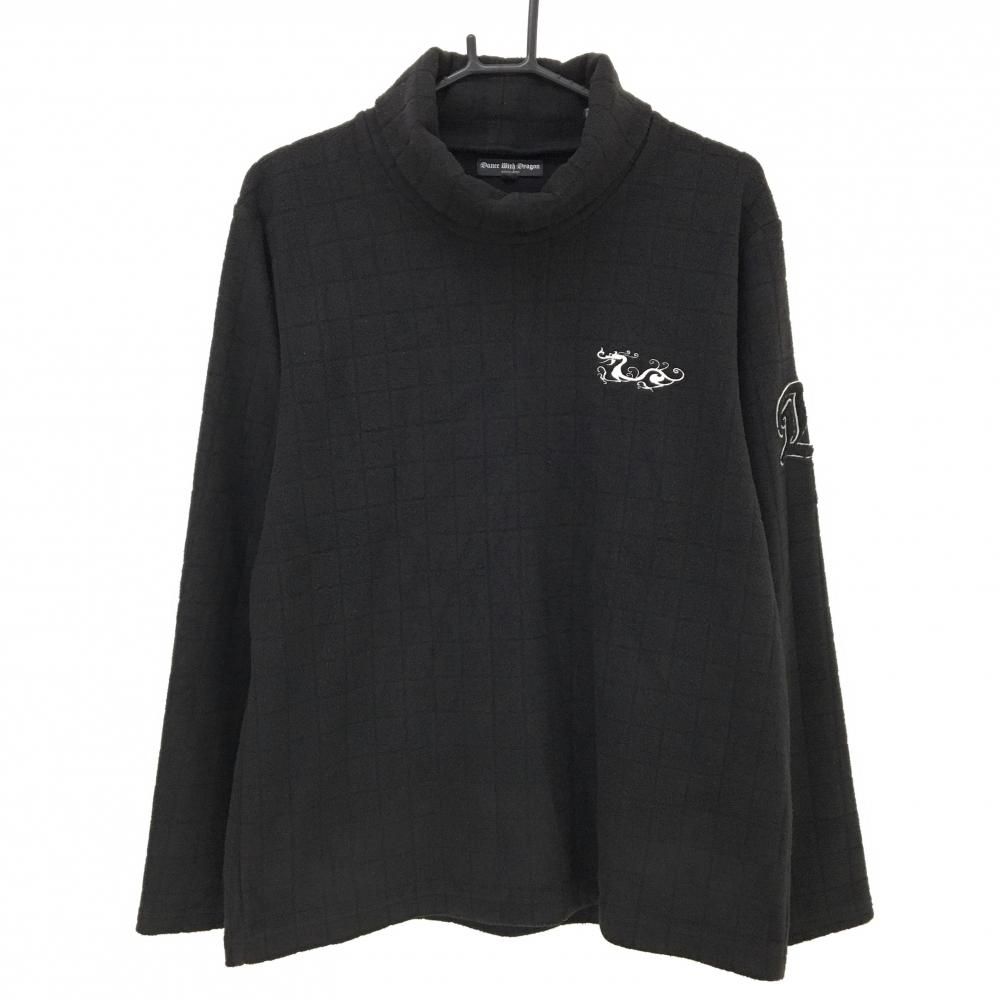 ダンスウィズドラゴン 長袖ハイネックシャツ 黒 起毛 格子チェック